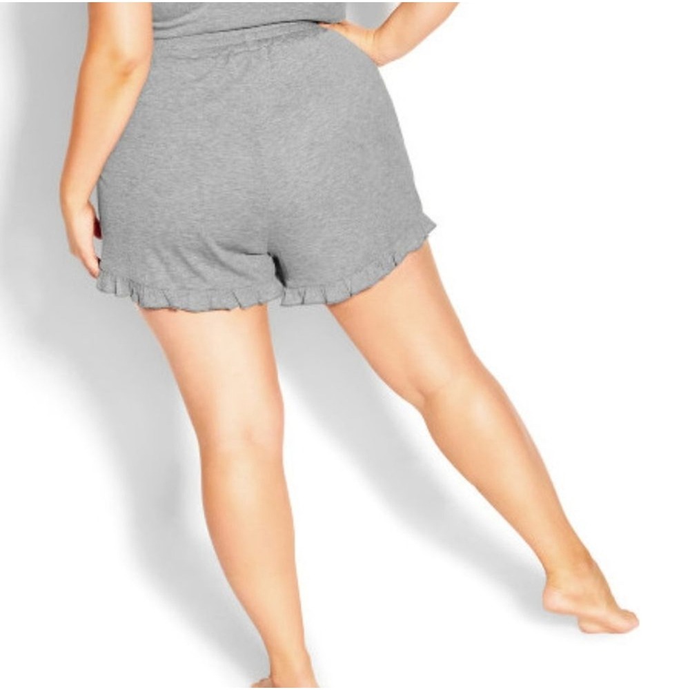 City Chic Sleep Shorts Plus 20 L 2X Gray Ribbed Ellie Ruffle Trim PJs NWT NEW - Picture 5 of 6